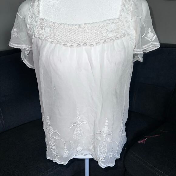 Vintage forever 21 100% silk crochet trim blouse size m - Picture 4 of 4